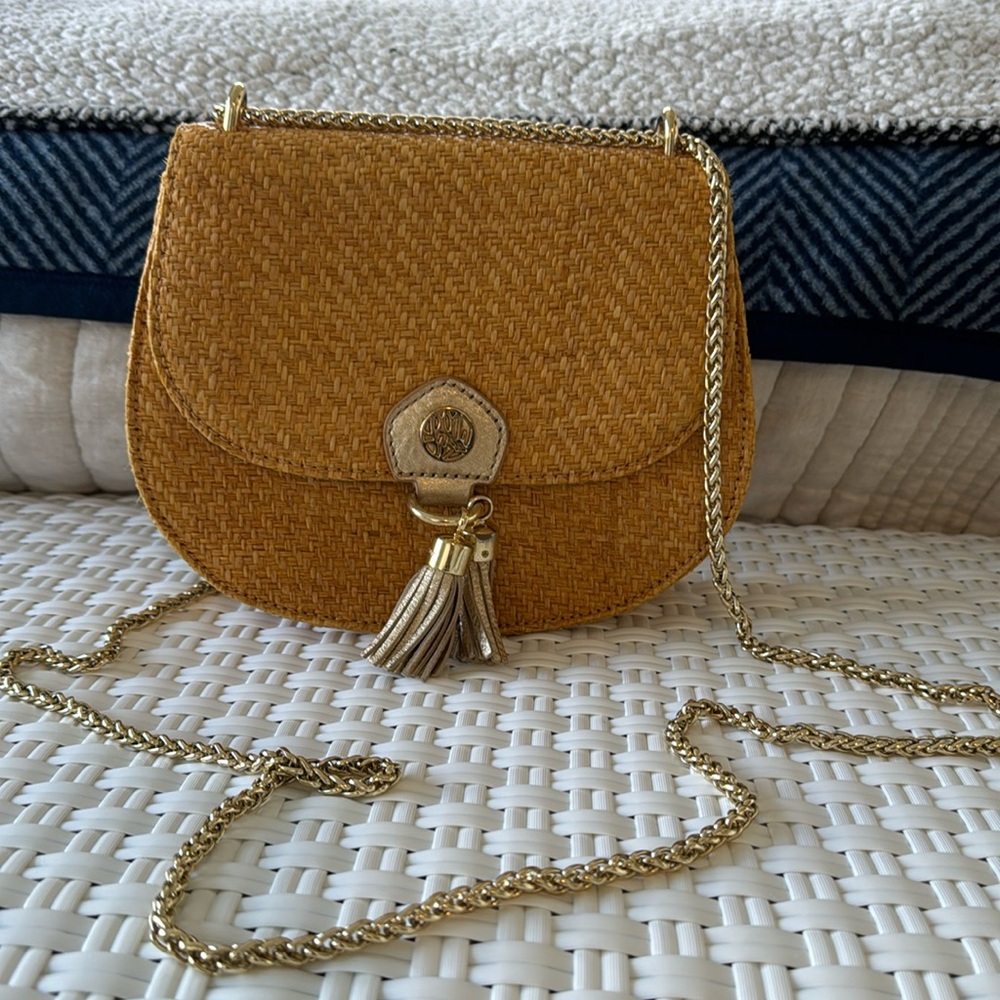 Lilly Pulitzer Gold and Tan Crossbody Bag